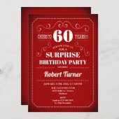 サプライズ60th誕生日招待状 – 赤白 招待状 (正面/裏面)