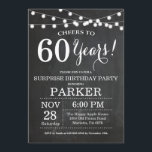 サプライズ60th誕生日招待状Chalkboard 招待状<br><div class="desc">驚きの60th誕生日招待状シャルボード背景ストリングライト。白黒.第15回16回18回20回21回30回50回70回80回90回100回、年齢は問わない。大人誕生日。女性または男性の誕生日パーティー。さらにカスタマイクリックズを行う場合はカスタマイズ、「IT」ボタンをクリックし、このテンプレートを変更するために当社のデザインツールを使用する。</div>