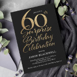 サプライズ60th誕生祝いブラック&金ゴールド 招待状<br><div class="desc">サプライズ60th誕生祝い招待</div>