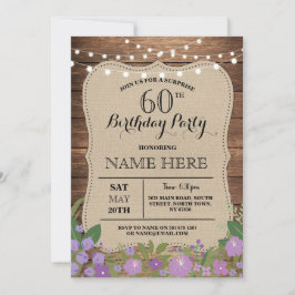サプライズ60th & Any Age Birthday Partyウッド招待状 招待状