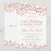 サプライズ70歳の誕生日パーティー ローズゴールド フォイル 招待状 (正面/裏面)