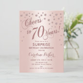 サプライズ70歳の誕生日パーティー - ローズゴールド 招待状 (スタンド正面)