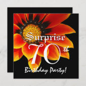サプライズ70歳誕生パーティーオレンジフラワーW062 招待状 (正面/裏面)
