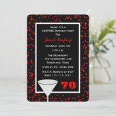 サプライズ70歳誕生日パーティー グラスとコンフェッティ 招待状 (スタンド正面)