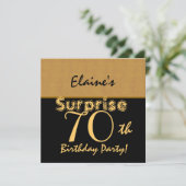 サプライズ70歳誕生日 ゴールドとブラック V005 招待状 (スタンド正面)