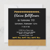 サプライズ70歳誕生日 ゴールドとブラック V005 招待状 (裏面)