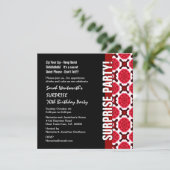 サプライズ70番目の誕生日モダン赤黒の花 招待状 (スタンド正面)