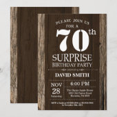 サプライズ70素朴番目の誕生日招待状ヴィンテージ 招待状 (正面/裏面)
