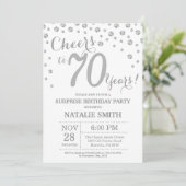 サプライズ70誕生日シルバーグリッターダイヤモンド 招待状 (スタンド正面)