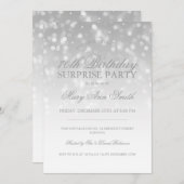 サプライズ70誕生日シルバー《写真》ぼけ味スパークルライト 招待状 (正面/裏面)