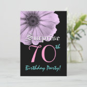 サプライズ70誕生日テンプレートパープルデイジー 招待状 (スタンド正面)
