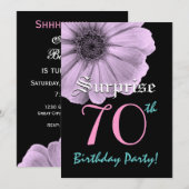 サプライズ70誕生日テンプレートパープルデイジー 招待状 (正面/裏面)