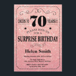 サプライズ70誕生日ピンクローズ金ゴールドグリッター 招待状<br><div class="desc">サプライズ70誕生日招待状ブラック&ピンクローズ金ゴールドグリッタータイポグラフィ。黒とピンクのローズ金ゴールドグリッター背景。大人誕生日。男性または女性誕生日。キッズボーイまたはガールレディ10代のティーンエイジ招待状。13日15日18日20日21日30日50日70日80日90日100日。任意の年齢さらにカスタマイクリックズを行う場合はカスタマイズ、「IT」ボタンをクリックし、このテンプレートを変更するために当社のデザインツールを使用する。</div>