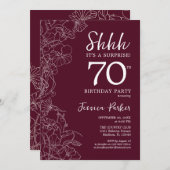 サプライズ70誕生日ブルゴーニュフローラ 招待状 (正面/裏面)