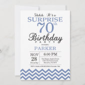 サプライズ70誕生日ブルーシェブロン 招待状 (正面)
