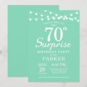 サプライズ70誕生日招待状ミントグリーン 招待状 (正面/裏面)