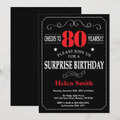 サプライズ70誕生日招待状レッドアンドブラック 招待状 (正面/裏面)