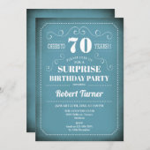 サプライズ70誕生日招待状 – ブルーホワイト 招待状 (正面/裏面)