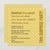 サプライズ70誕生日淡い色の金ゴールド水玉模様Y326 招待状 (正面/裏面)