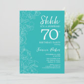 サプライズ70誕生日-フローラターコイズ 招待状 (スタンド正面)