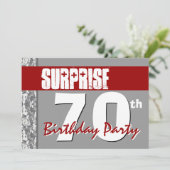 サプライズ70誕生日Red and Gray V03 招待状 (スタンド正面)