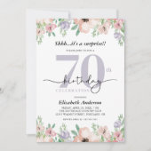 サプライズ70thバースデーパーティパステルエレガントフローラ 招待状 (正面)