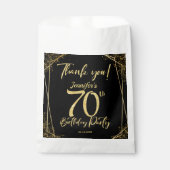 サプライズ70thバースデーパーティブラック&金ゴールドグリッター フェイバーバッグ (正面)