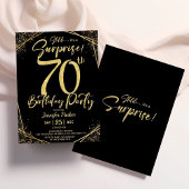 サプライズ70thバースデーパーティブラック&金ゴールドグリッター 招待状