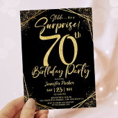 サプライズ70thバースデーパーティブラック&金ゴールドグリッター 招待状