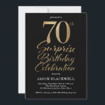 サプライズ70thバースデーパーティブラック&金ゴールド 招待状<br><div class="desc">70thサプライズ誕生日パーティーへの招待inブラックと金ゴールド</div>