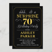 サプライズ70thバースデーパーティー – ブラック金ゴールド 招待状 (正面/裏面)