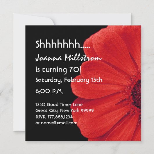 サプライズ70th誕生日エレガントデイジーフラワー 招待状 (裏面)