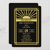 サプライズ70th誕生日パーティーの招待アールデコ 招待状 (正面/裏面)