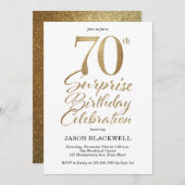サプライズ70th誕生日パーティー金ゴールド 招待状 (正面/裏面)