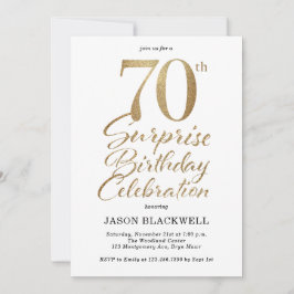 サプライズ70th誕生日パーティー金ゴールド 招待状