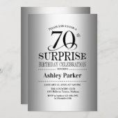 サプライズ70th誕生日パーティー – シルバー 招待状 (正面/裏面)