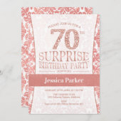 サプライズ70th誕生日パーティー – バラ金ゴールドホワイト 招待状 (正面/裏面)