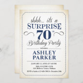 サプライズ70th誕生日パーティー – ホワイトネイビー 招待状 (正面/裏面)