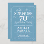 サプライズ70th誕生日パーティー – ライトブルーホワイト 招待状 (正面/裏面)