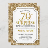 サプライズ70th誕生日パーティー – 金ゴールドホワイト 招待状 (正面/裏面)