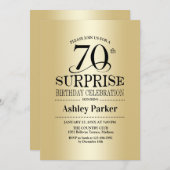 サプライズ70th誕生日パーティー – 金ゴールド 招待状 (正面/裏面)