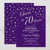 サプライズ70th誕生日パーティー – Silver Purple 招待状 (正面/裏面)