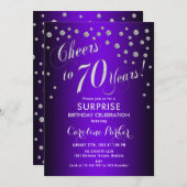 サプライズ70th誕生日パーティー – Silver Purple 招待状 (正面/裏面)