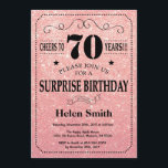 サプライズ70th誕生日ピンクローズ金ゴールドグリッター 招待状<br><div class="desc">サプライズ70誕生日招待状ブラック&ピンクローズ金ゴールドグリッタータイポグラフィ。黒とピンクのローズの金ゴールドグリッター背景。大人の誕生日。男女誕生日10代の少年女性のデイ招待状第13回第15回第16回第18回第20回第21回第30回第40回第60回第70回第80回第90回第100回。年齢に関係なく。さらにカスタマイズするには、「クリックカスタマイズit」ボタンをクリックし、デザインツールを使用してこのテンプレートを変更してください。</div>