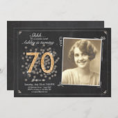 サプライズ70th誕生日招待状シャルボードヴィンテージ 招待状 (正面/裏面)