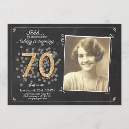 サプライズ70th誕生日招待状シャルボードヴィンテージ 招待状