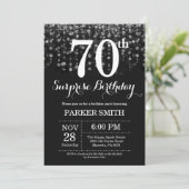 サプライズ70th誕生日招待状シルバーグリッター 招待状 (スタンド正面)