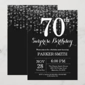 サプライズ70th誕生日招待状シルバーグリッター 招待状 (正面/裏面)