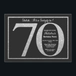 サプライズ70th誕生日招待状シルバーグリッター 招待状<br><div class="desc">サプライズ70誕生日招待状。黒と銀のグリッターの誕生日パーティー招待状（背景は黒板）。サプライズ誕生日。大人の誕生日。男性も女性もバッシュパーティー。さらにカスタマイズするには、「クリックカスタマイズit」ボタンをクリックし、デザインツールを使用してこのテンプレートを変更してください。</div>