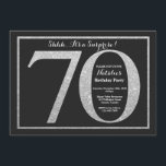 サプライズ70th誕生日招待状シルバーグリッター 招待状<br><div class="desc">サプライズ70誕生日招待状。黒と銀のグリッターの誕生日パーティー招待状（背景は黒板）。サプライズ誕生日。大人の誕生日。男性も女性もバッシュパーティー。さらにカスタマイズするには、「クリックカスタマイズit」ボタンをクリックし、デザインツールを使用してこのテンプレートを変更してください。</div>